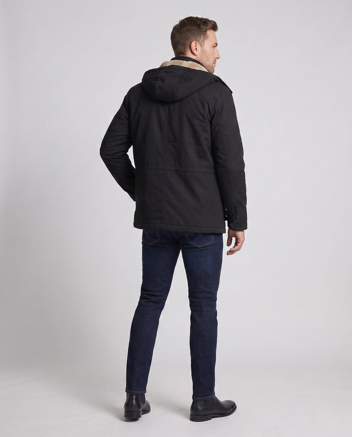 Men's field parka with sherpa-lined hood and multifunctional utility pockets Hudson & Parker