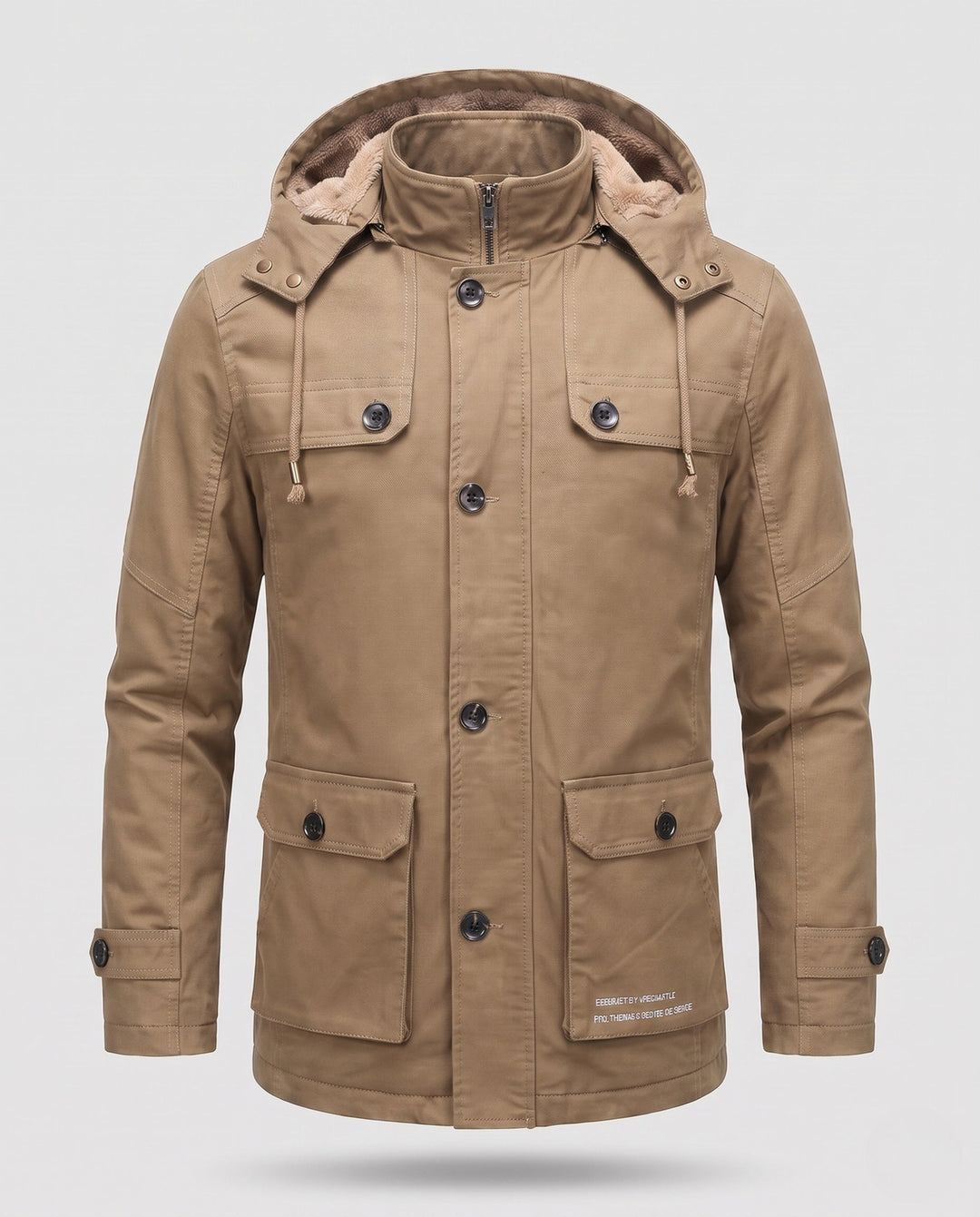 Men's field parka with sherpa-lined hood and multifunctional utility pockets Hudson & Parker