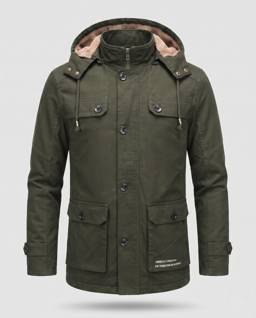Men's field parka with sherpa-lined hood and multifunctional utility pockets Hudson & Parker