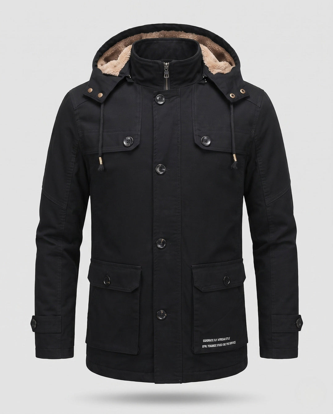 Men's field parka with sherpa-lined hood and multifunctional utility pockets Hudson & Parker