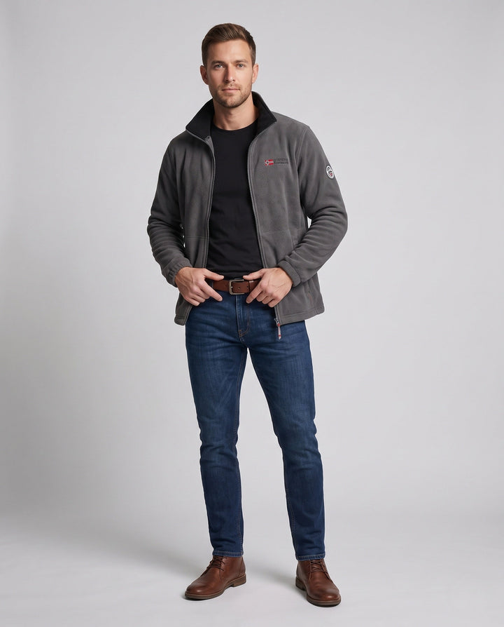 Men's fleece jacket with all-over teddy lining, high collar and zip pockets Hudson & Parker