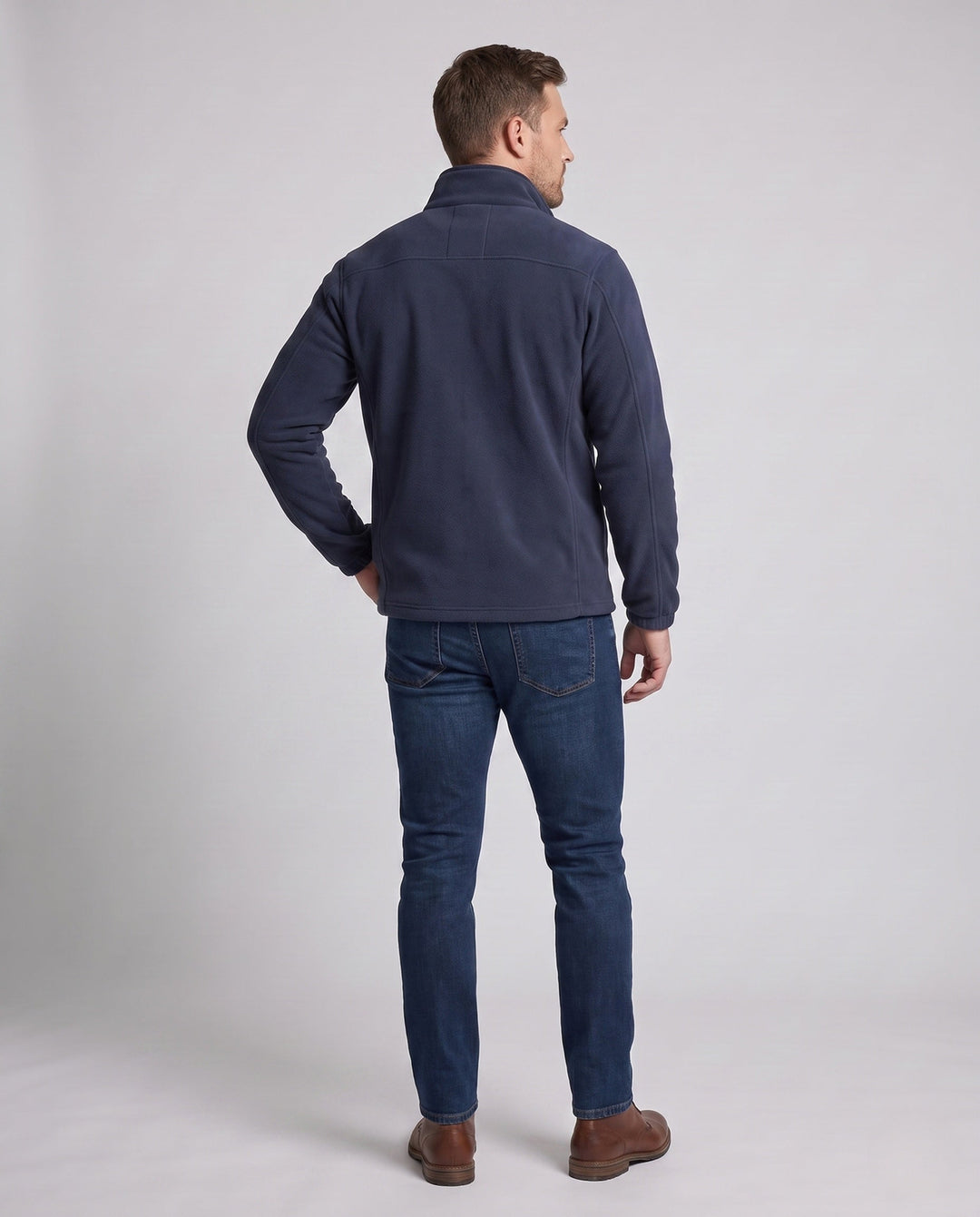 Men's fleece jacket with warming inner lining, stand-up collar and zip pockets Hudson & Parker