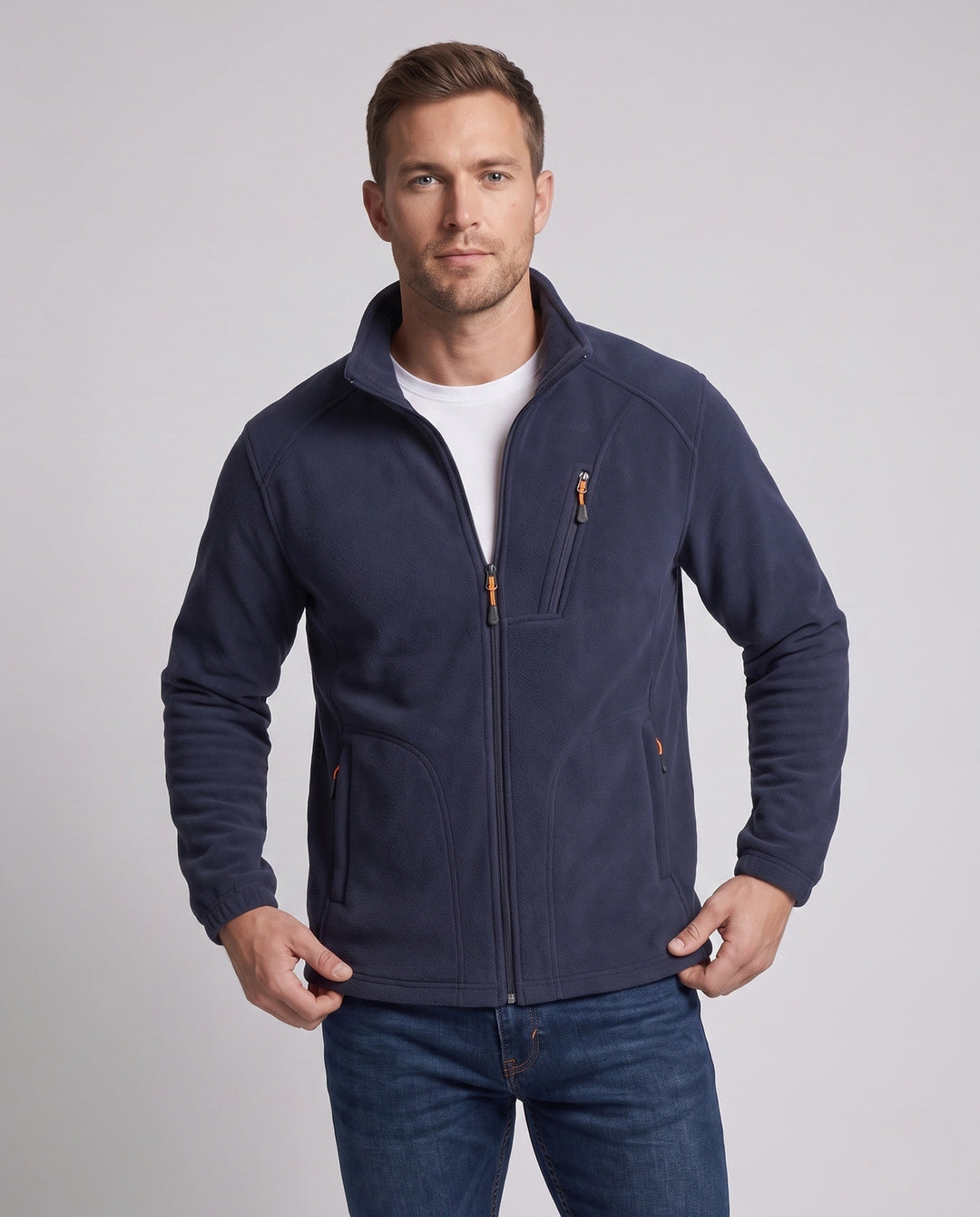 Men's fleece jacket with warming inner lining, stand-up collar and zip pockets Hudson & Parker