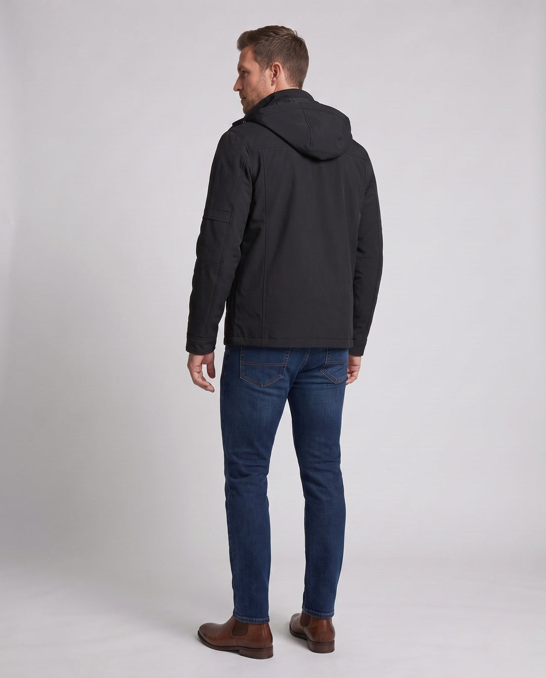 Men's functional hooded jacket in field style with hidden zip pocket and adjustable velcro cuffs Hudson & Parker