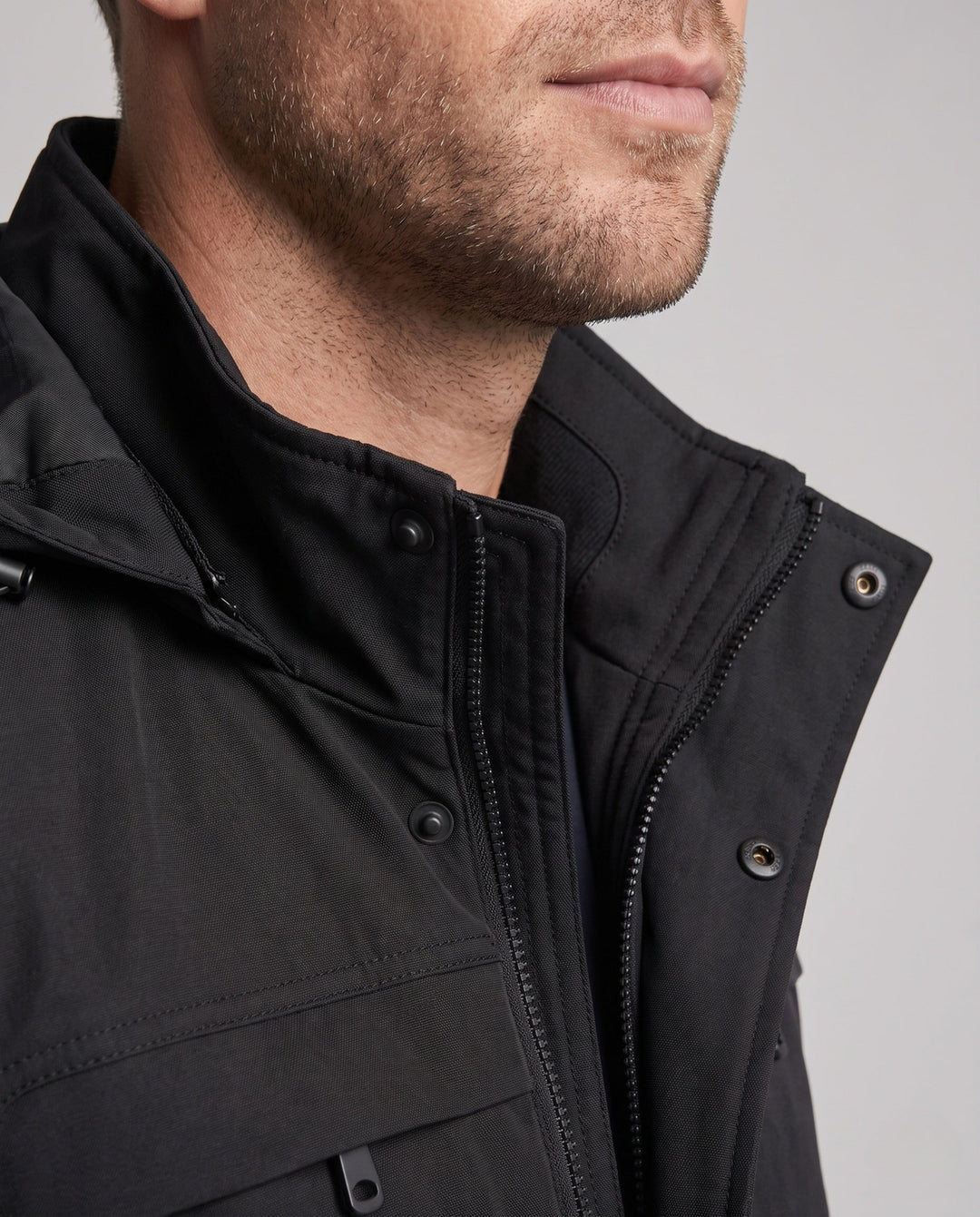Men's functional hooded jacket in field style with hidden zip pocket and adjustable velcro cuffs Hudson & Parker