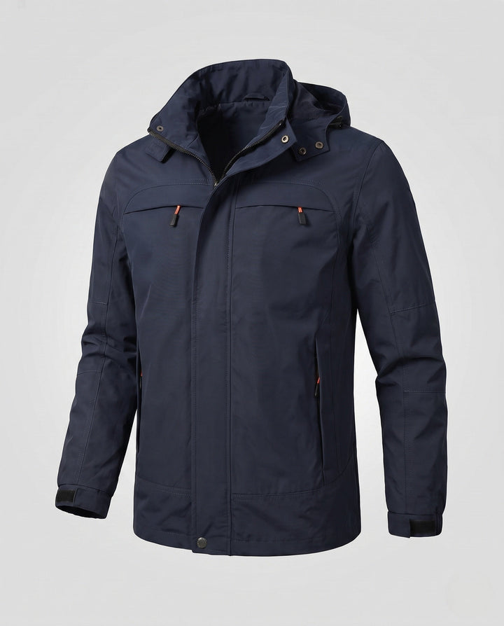 Men's functional hooded jacket in field style with hidden zip pocket and adjustable velcro cuffs Hudson & Parker