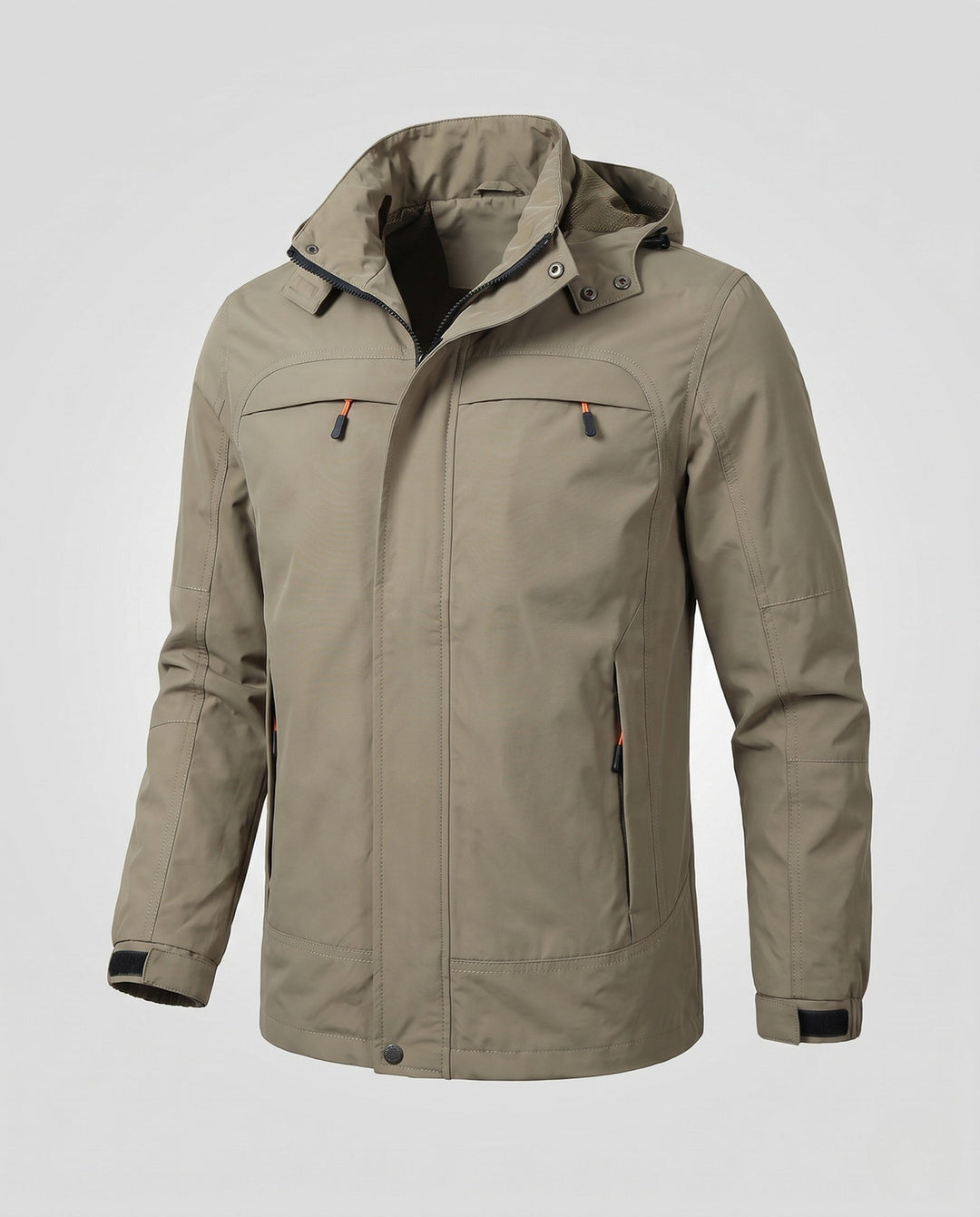 Men's functional hooded jacket in field style with hidden zip pocket and adjustable velcro cuffs Hudson & Parker