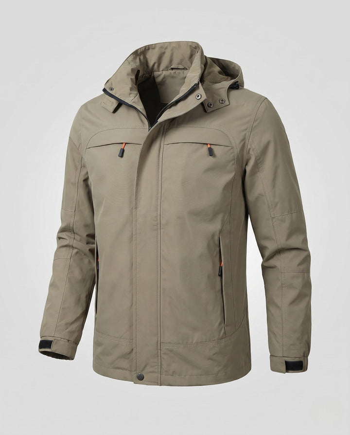 Men's functional hooded jacket in field style with hidden zip pocket and adjustable velcro cuffs Hudson & Parker