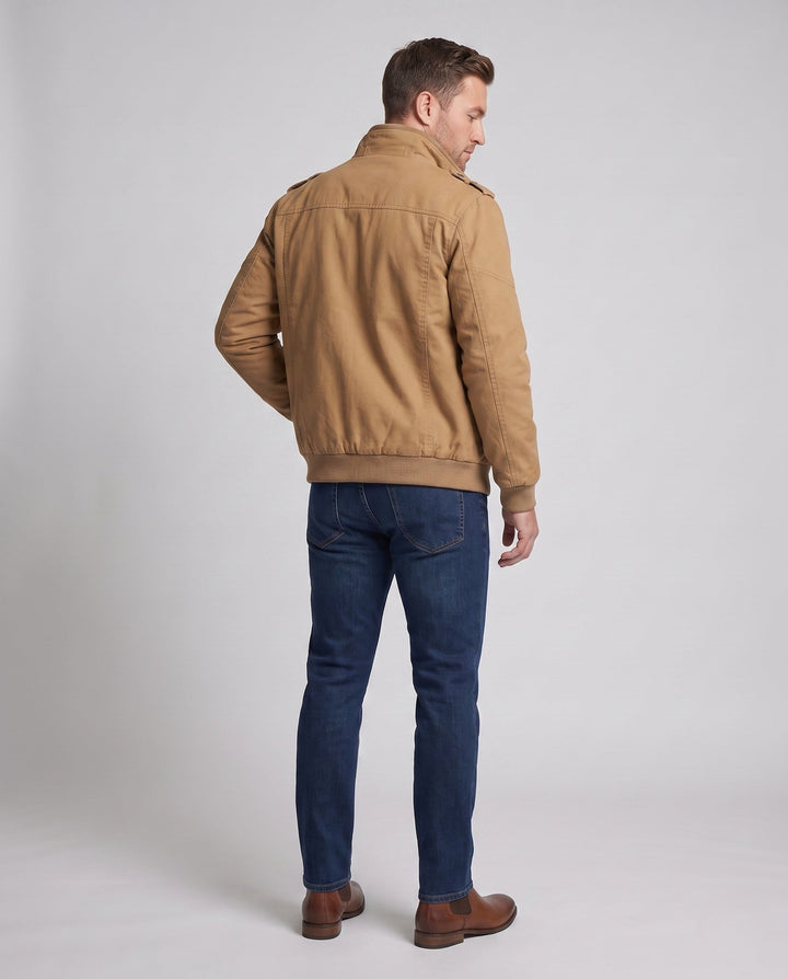 Men's Padded Field Jacket in Pilot Style with Sherpa Lining and Stand-Up Collar Hudson & Parker