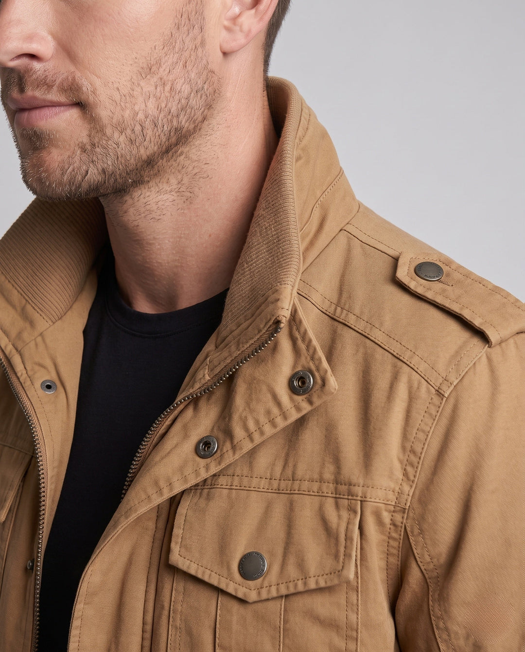 Men's Padded Field Jacket in Pilot Style with Sherpa Lining and Stand-Up Collar Hudson & Parker