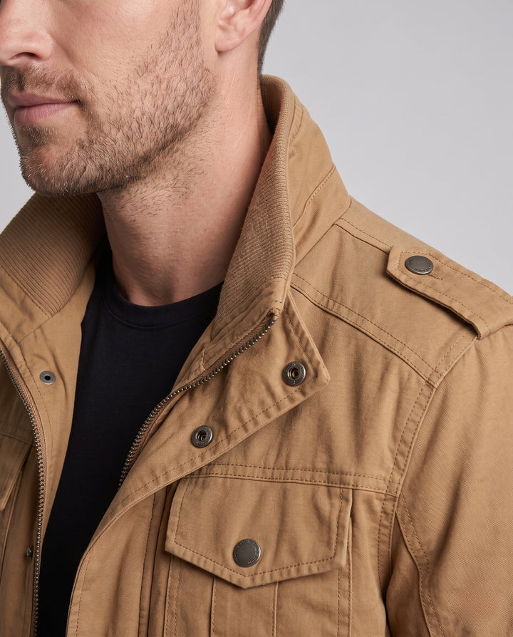 Men's Padded Field Jacket in Pilot Style with Sherpa Lining and Stand-Up Collar Hudson & Parker
