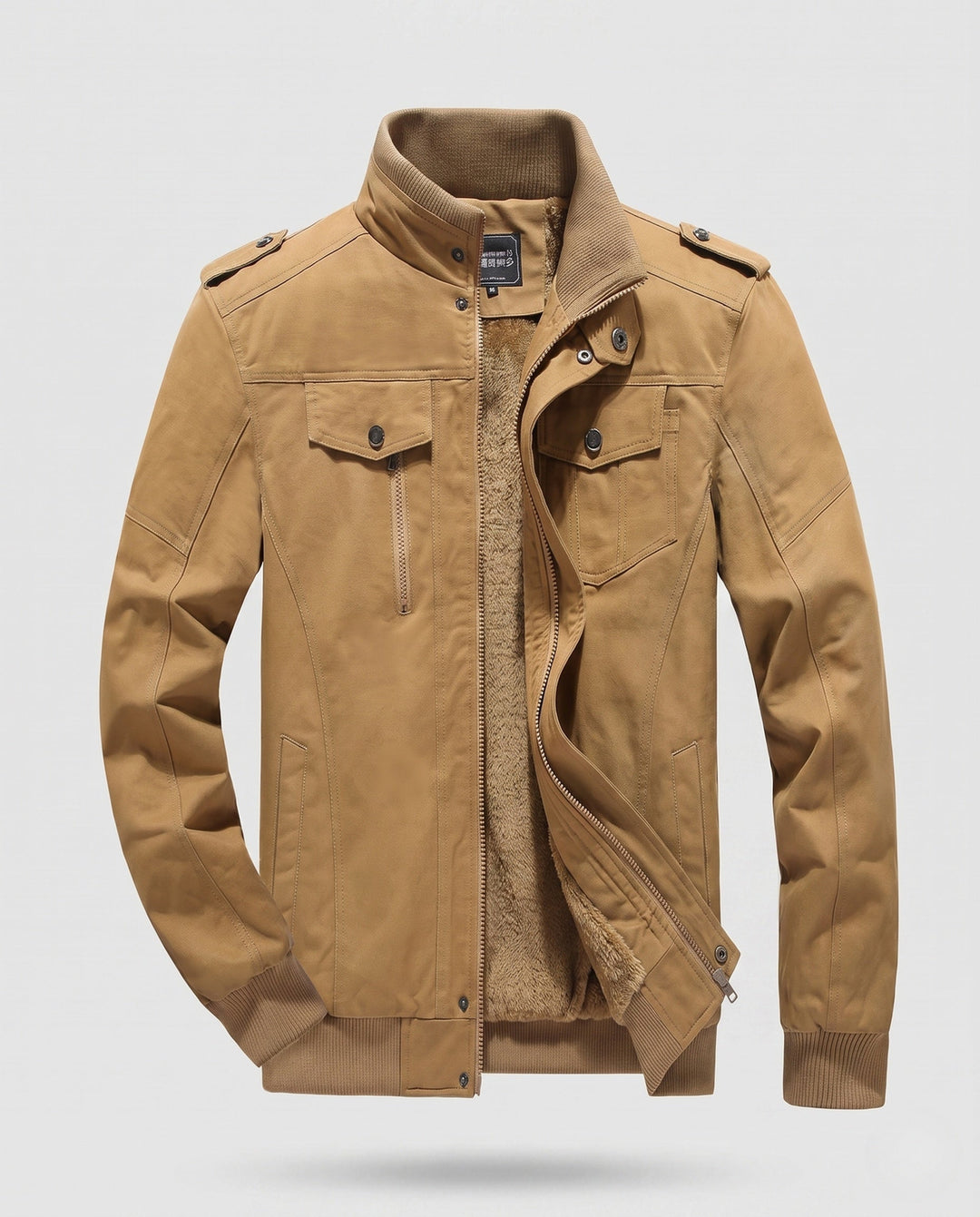 Men's Padded Field Jacket in Pilot Style with Sherpa Lining and Stand-Up Collar Hudson & Parker