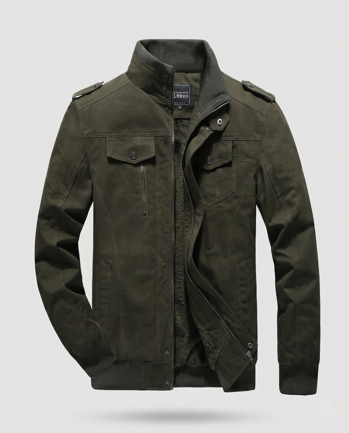 Men's Padded Field Jacket in Pilot Style with Sherpa Lining and Stand-Up Collar Hudson & Parker