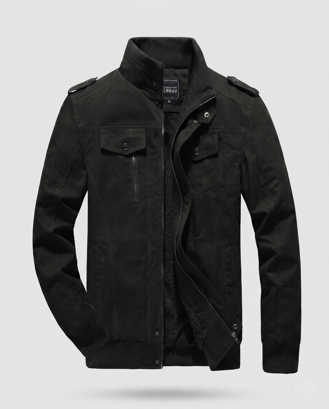 Men's Padded Field Jacket in Pilot Style with Sherpa Lining and Stand-Up Collar Hudson & Parker