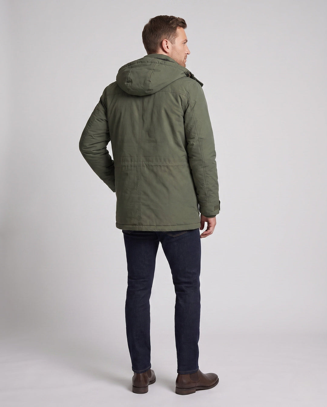 Men's padded canvas field parka with hood, thermo insulation and multifunctional pockets Hudson & Parker