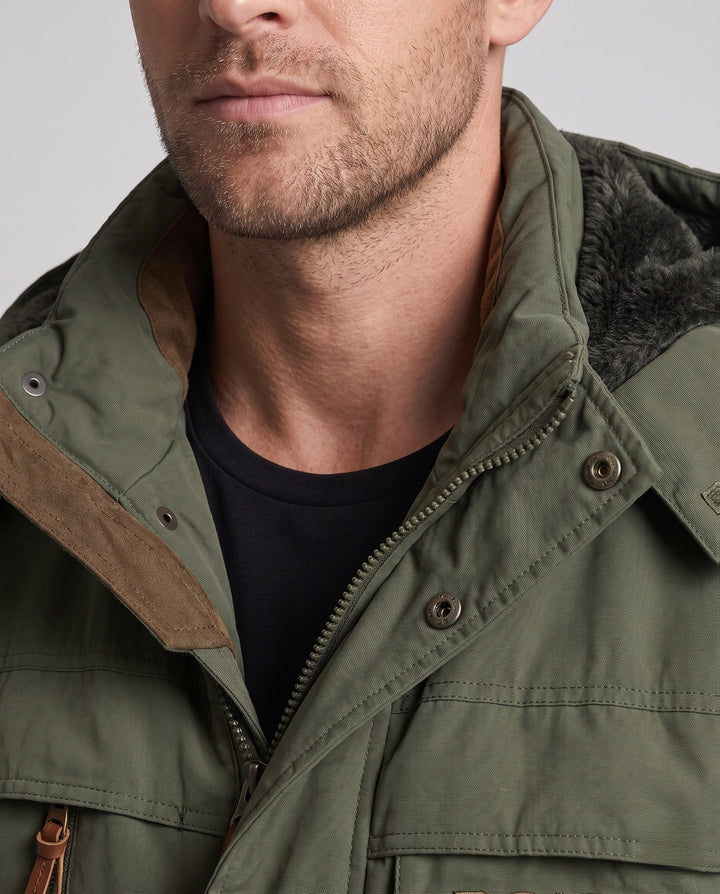 Men's padded canvas field parka with hood, thermo insulation and multifunctional pockets Hudson & Parker