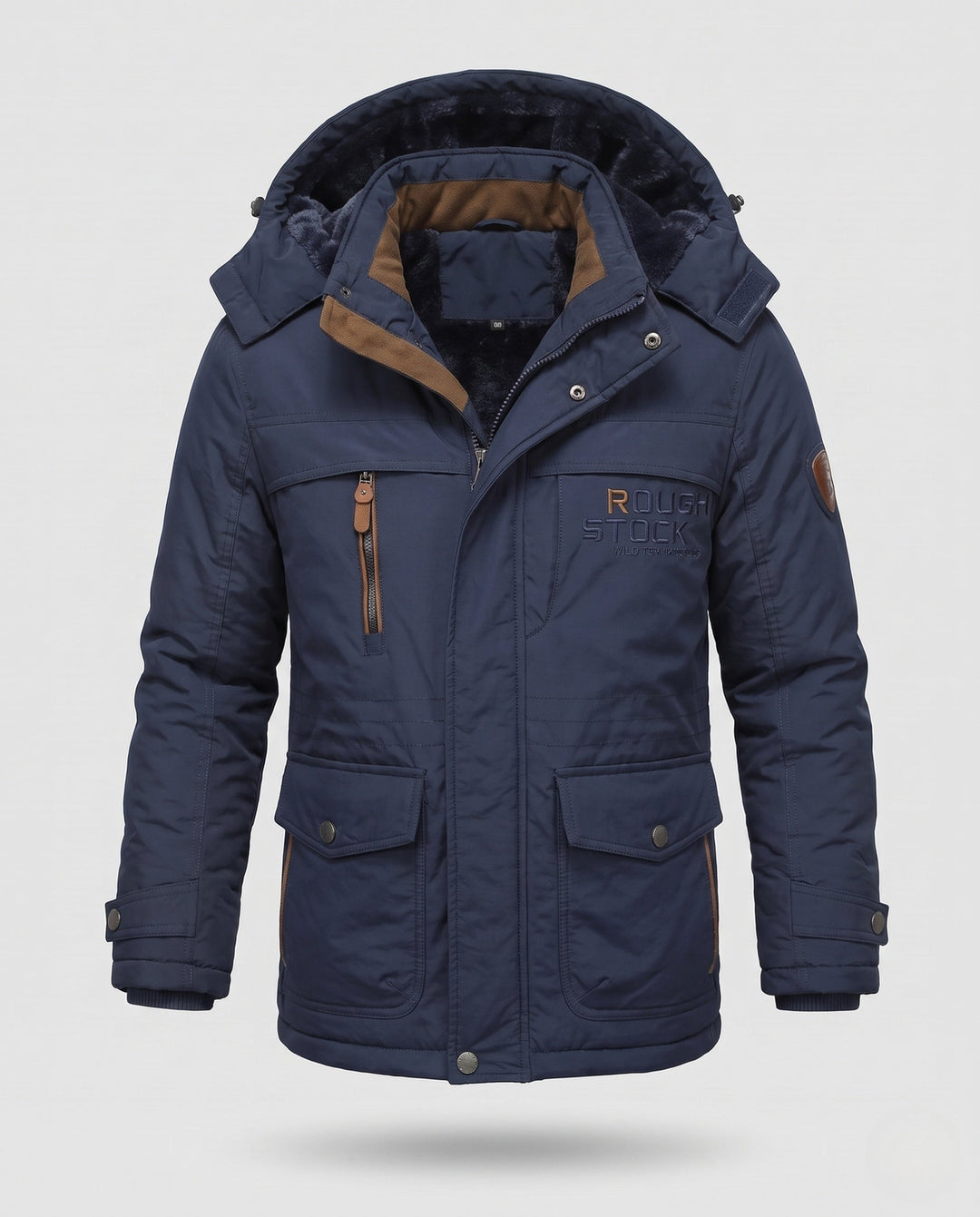 Men's padded canvas field parka with hood, thermo insulation and multifunctional pockets Hudson & Parker