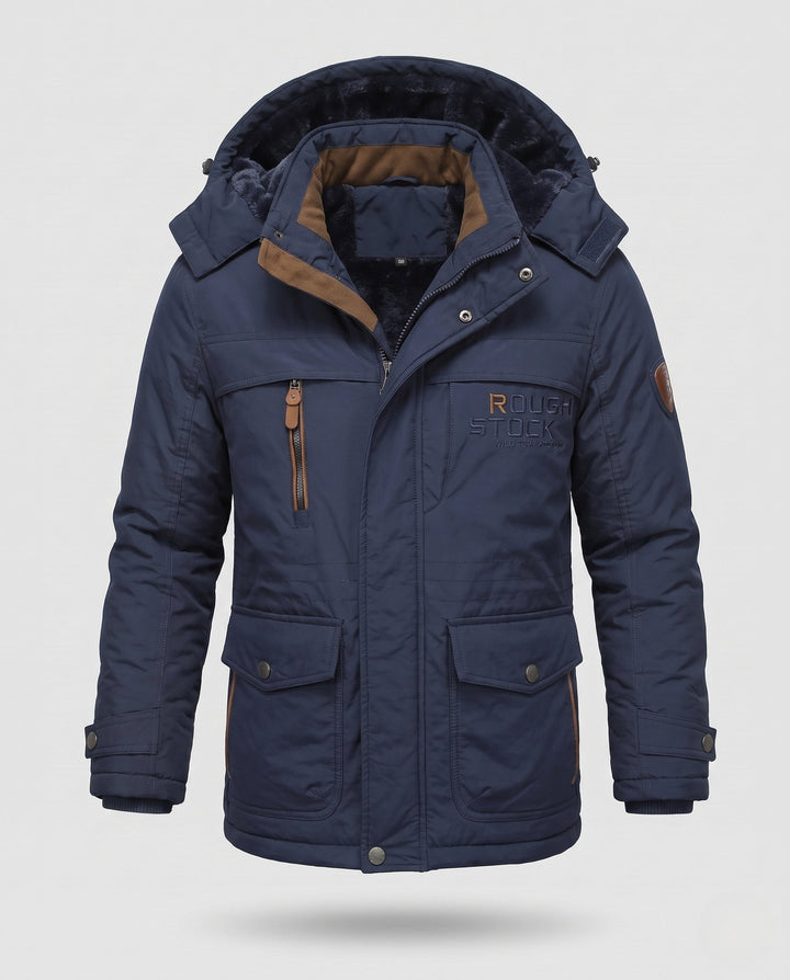 Men's padded canvas field parka with hood, thermo insulation and multifunctional pockets Hudson & Parker