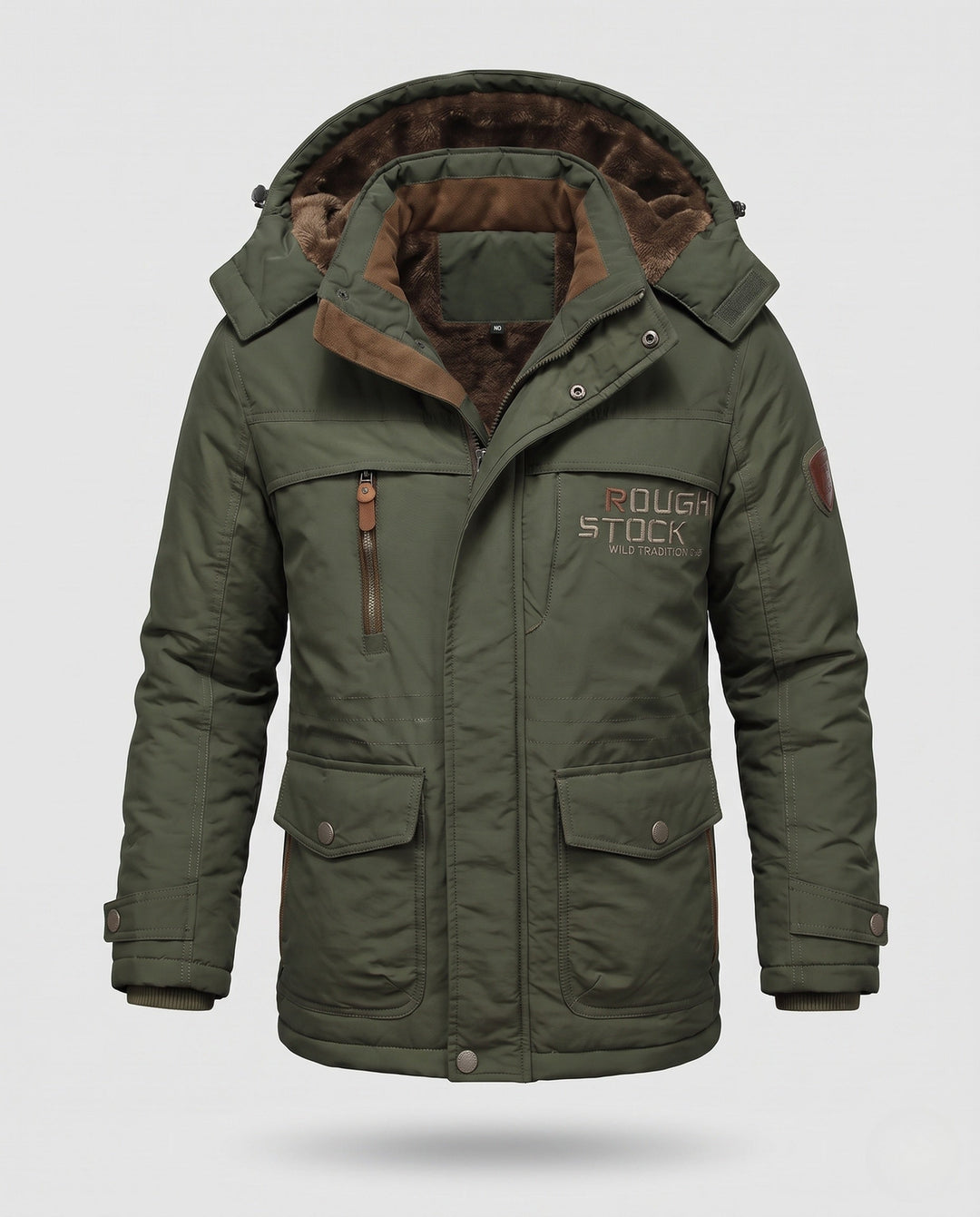 Men's padded canvas field parka with hood, thermo insulation and multifunctional pockets Hudson & Parker