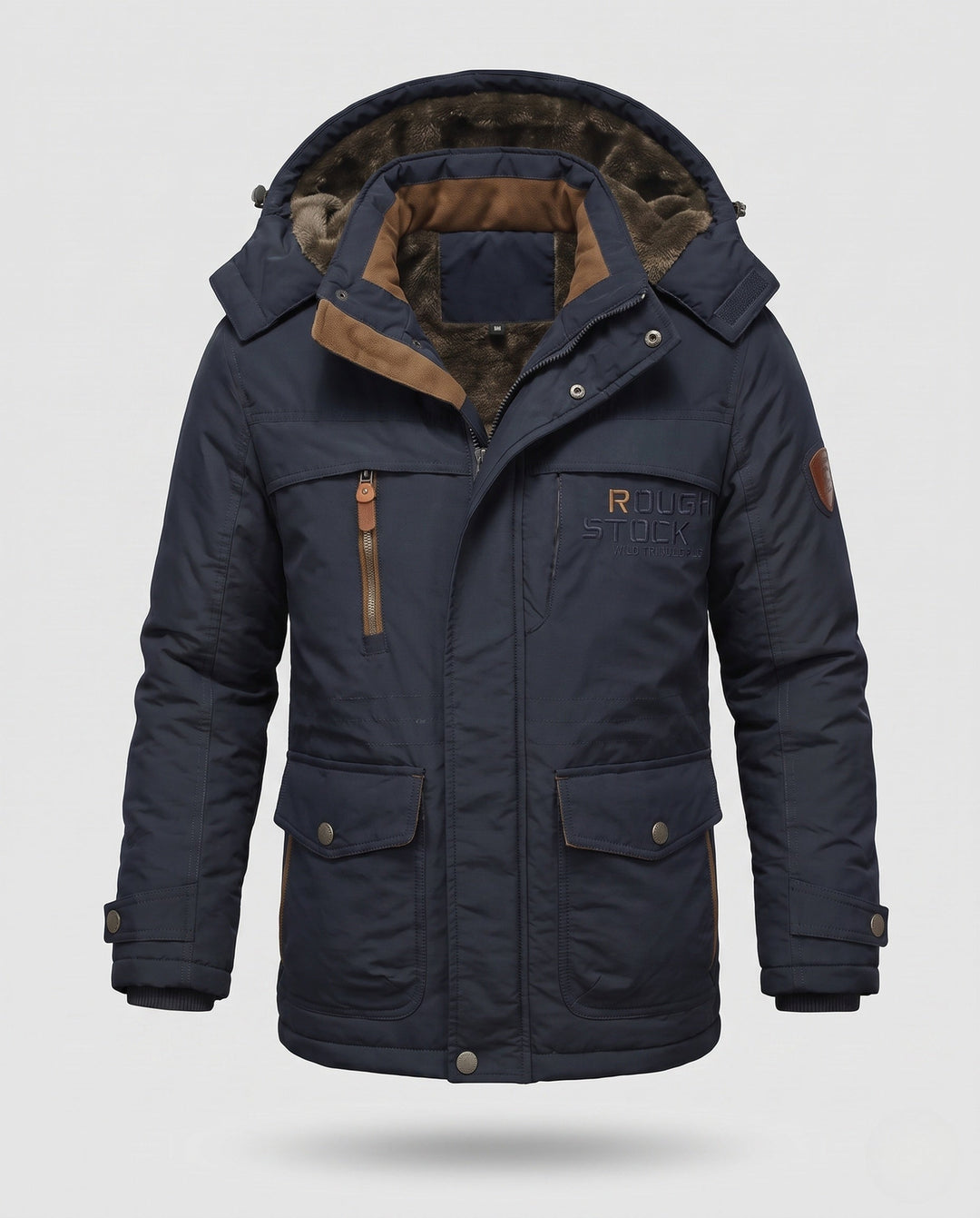 Men's padded canvas field parka with hood, thermo insulation and multifunctional pockets Hudson & Parker