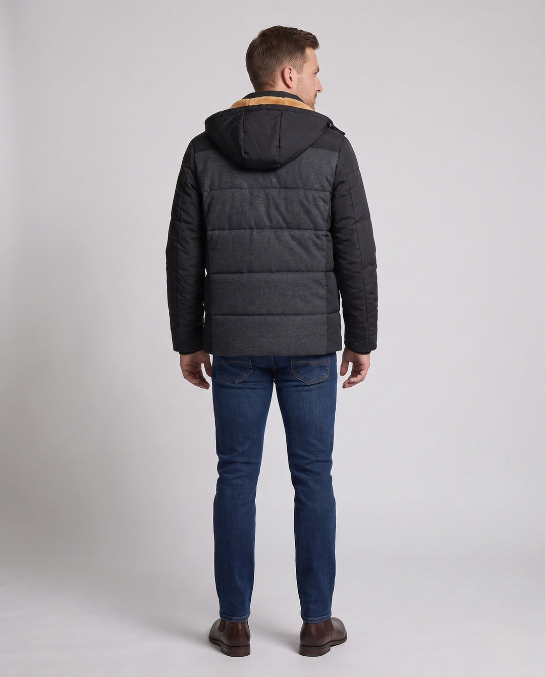 Men's quilted parka with teddy lining and mottled front Hudson & Parker