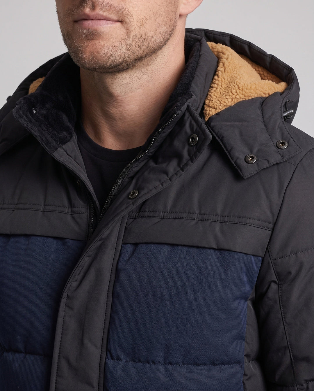 Men's quilted parka with teddy lining and mottled front Hudson & Parker