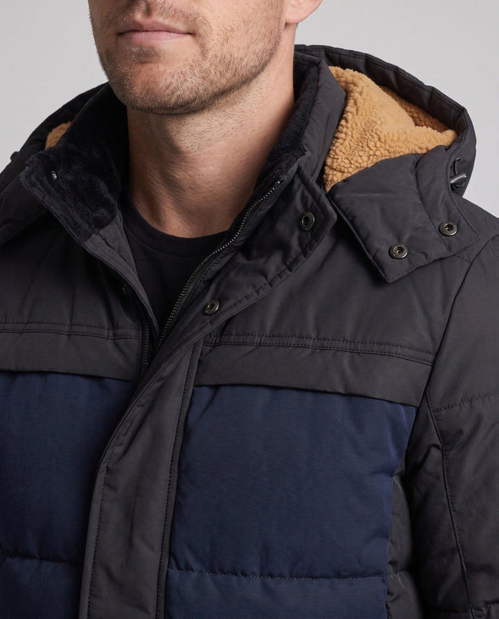 Men's quilted parka with teddy lining and mottled front Hudson & Parker