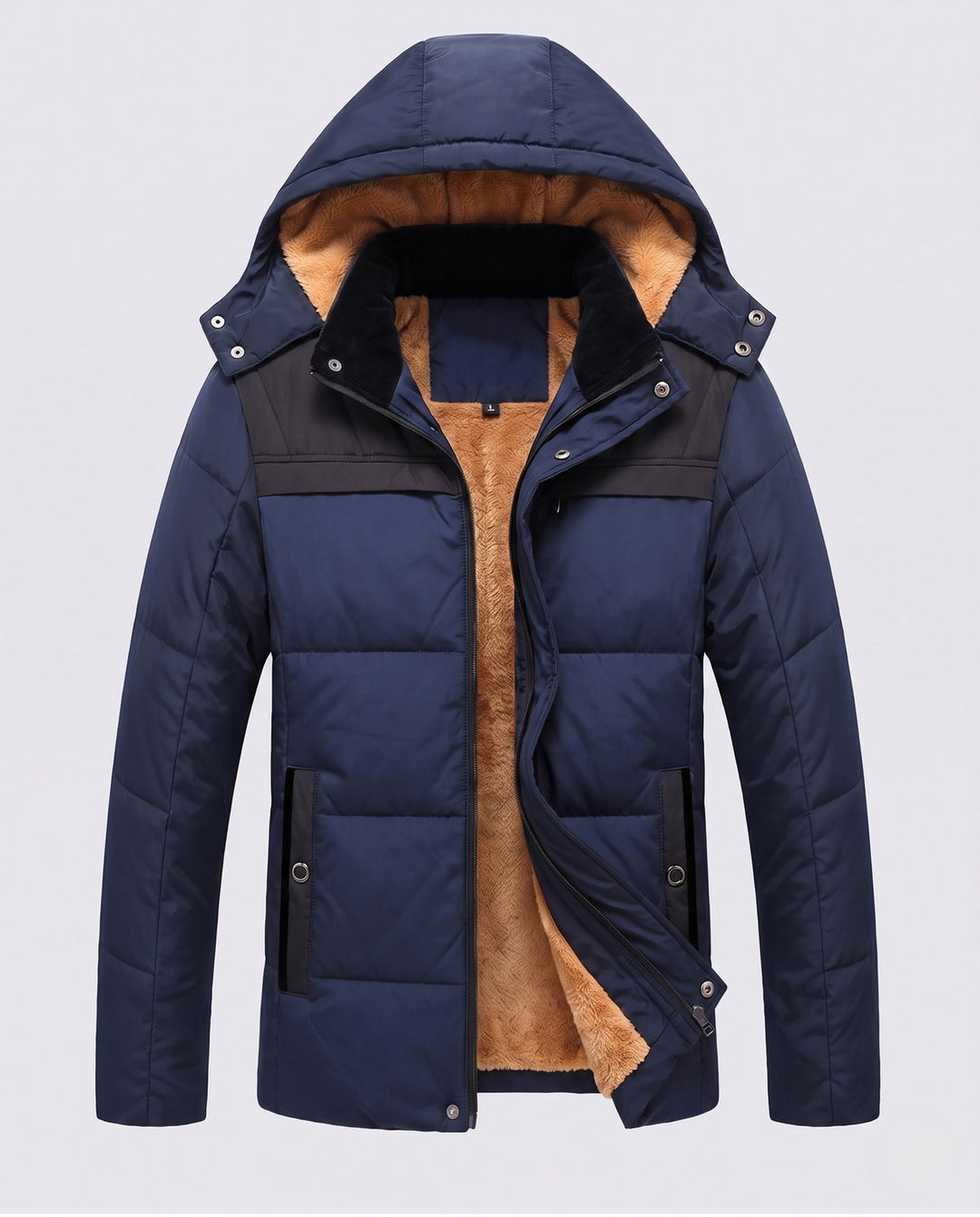 Men's quilted parka with teddy lining and mottled front Hudson & Parker