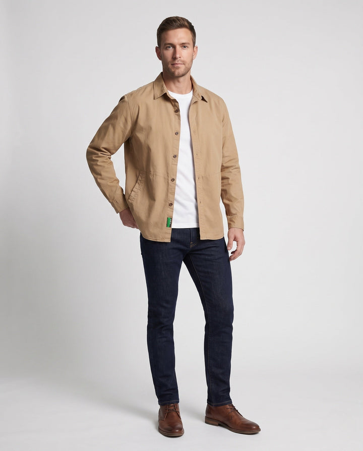 Men's shirt jacket-blouson made of blend with waist seam and light canvas structure Hudson & Parker