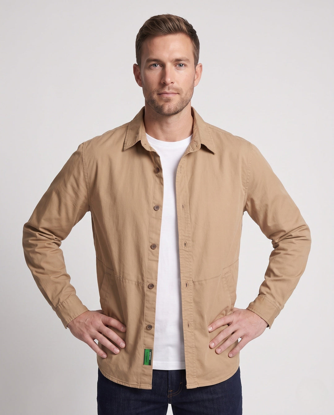 Men's shirt jacket-blouson made of blend with waist seam and light canvas structure Hudson & Parker