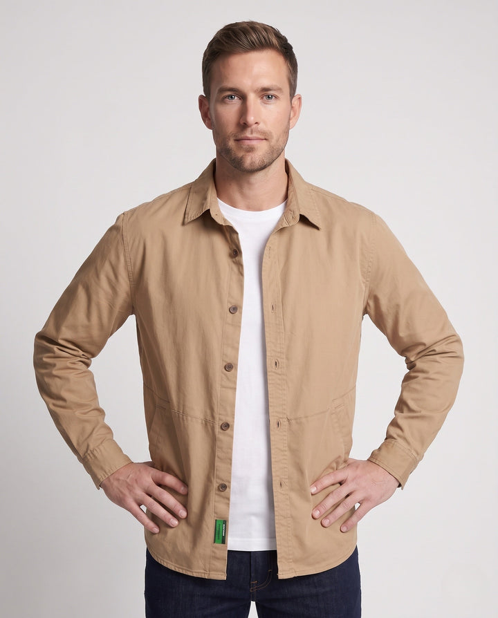 Men's shirt jacket-blouson made of blend with waist seam and light canvas structure Hudson & Parker