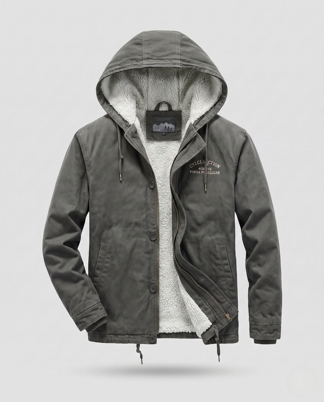 Men's Hooded Canvas Jacket with Full Teddy Lining and Adjustable Hem Hudson & Parker