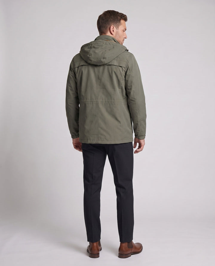 Men's Hooded Field Jacket made of water-repellent canvas with breathable mesh inner lining and multifunction pockets Hudson & Parker
