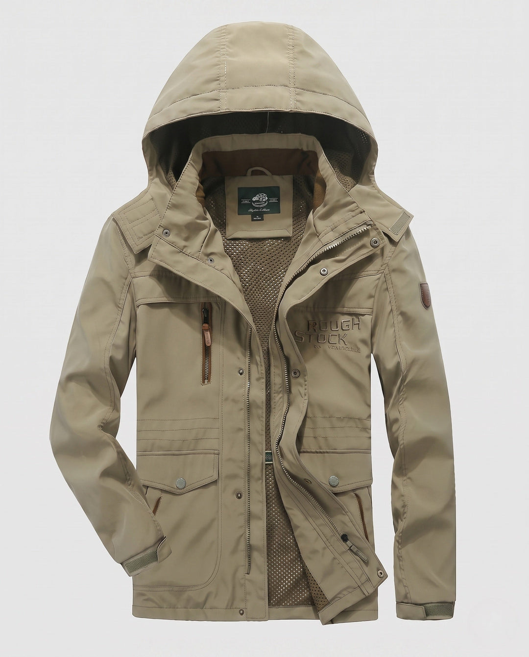 Men's Hooded Field Jacket made of water-repellent canvas with breathable mesh inner lining and multifunction pockets Hudson & Parker