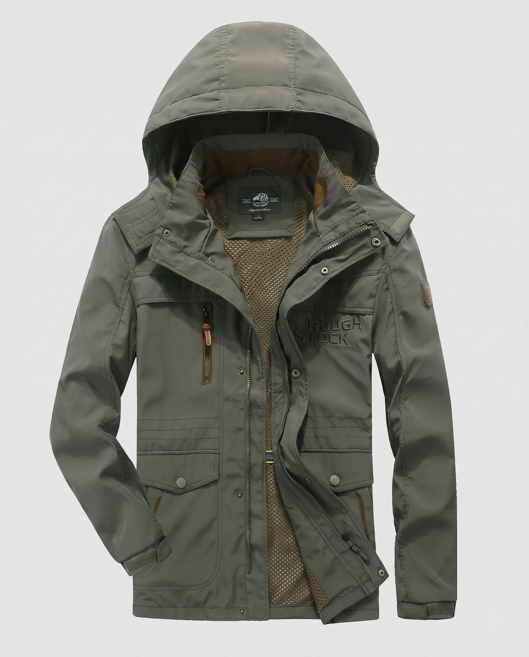 Men's Hooded Field Jacket made of water-repellent canvas with breathable mesh inner lining and multifunction pockets Hudson & Parker