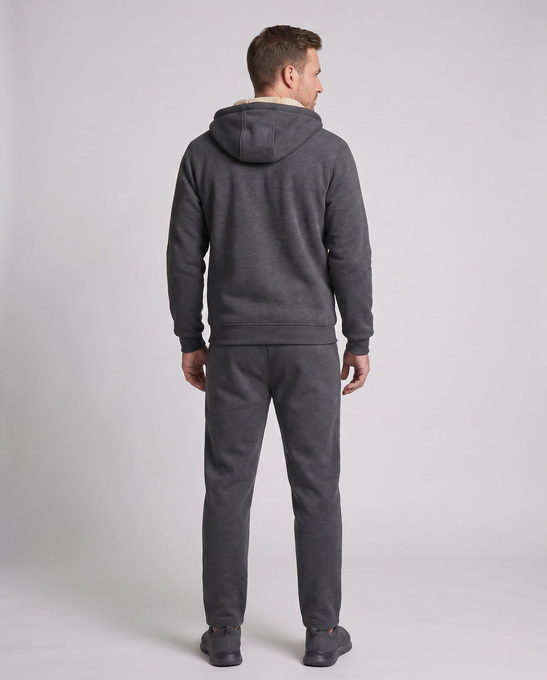 Men's hoodie sweat set with teddy lining, zip pockets and elastic waistband Hudson & Parker