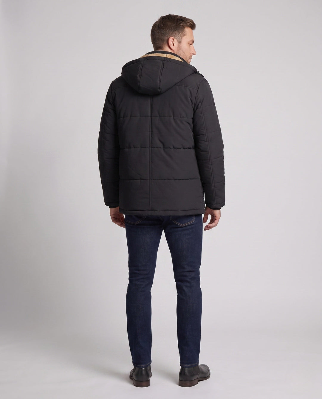 Men's hooded parka with all-over teddy fleece lining and thermal insulation Hudson & Parker