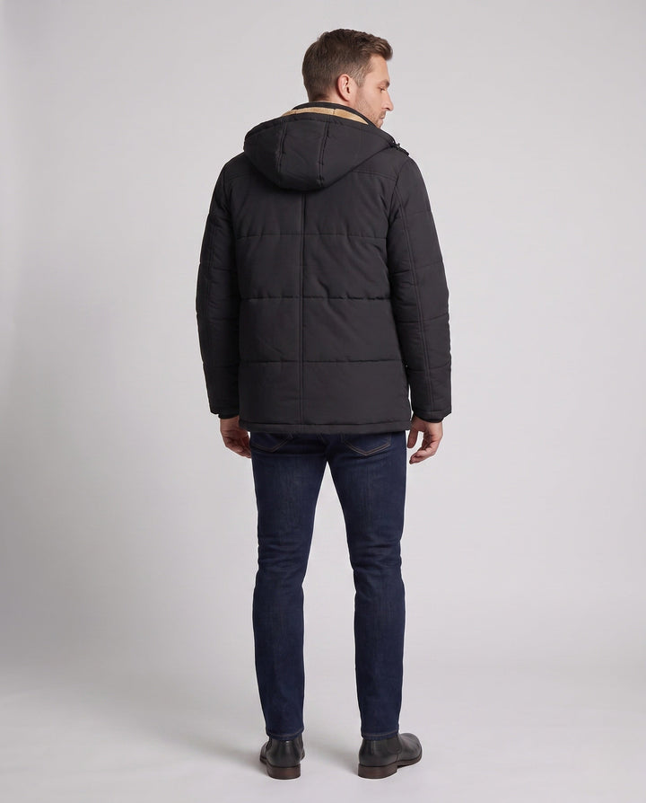 Men's hooded parka with all-over teddy fleece lining and thermal insulation Hudson & Parker