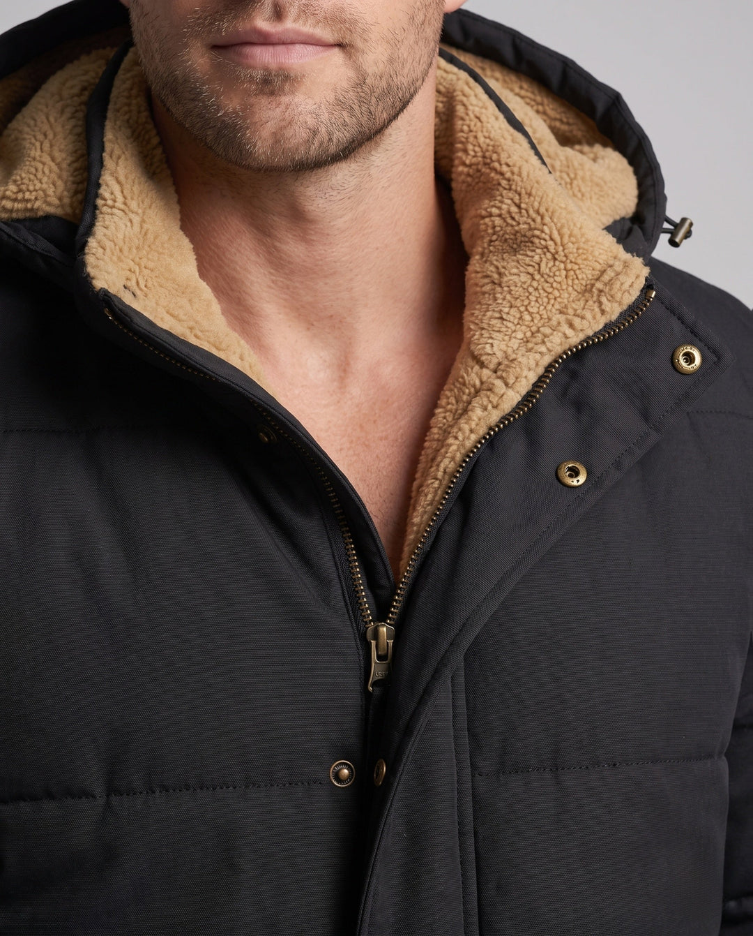 Men's hooded parka with all-over teddy fleece lining and thermal insulation Hudson & Parker