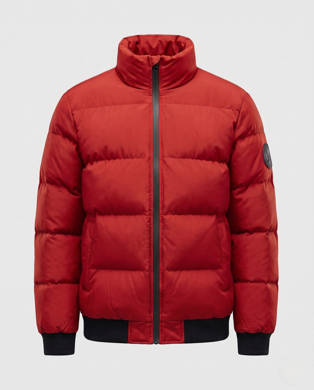 Men's short padded quilted jacket with high stand-up collar, ribbed cuffs and sleeve patch Hudson & Parker