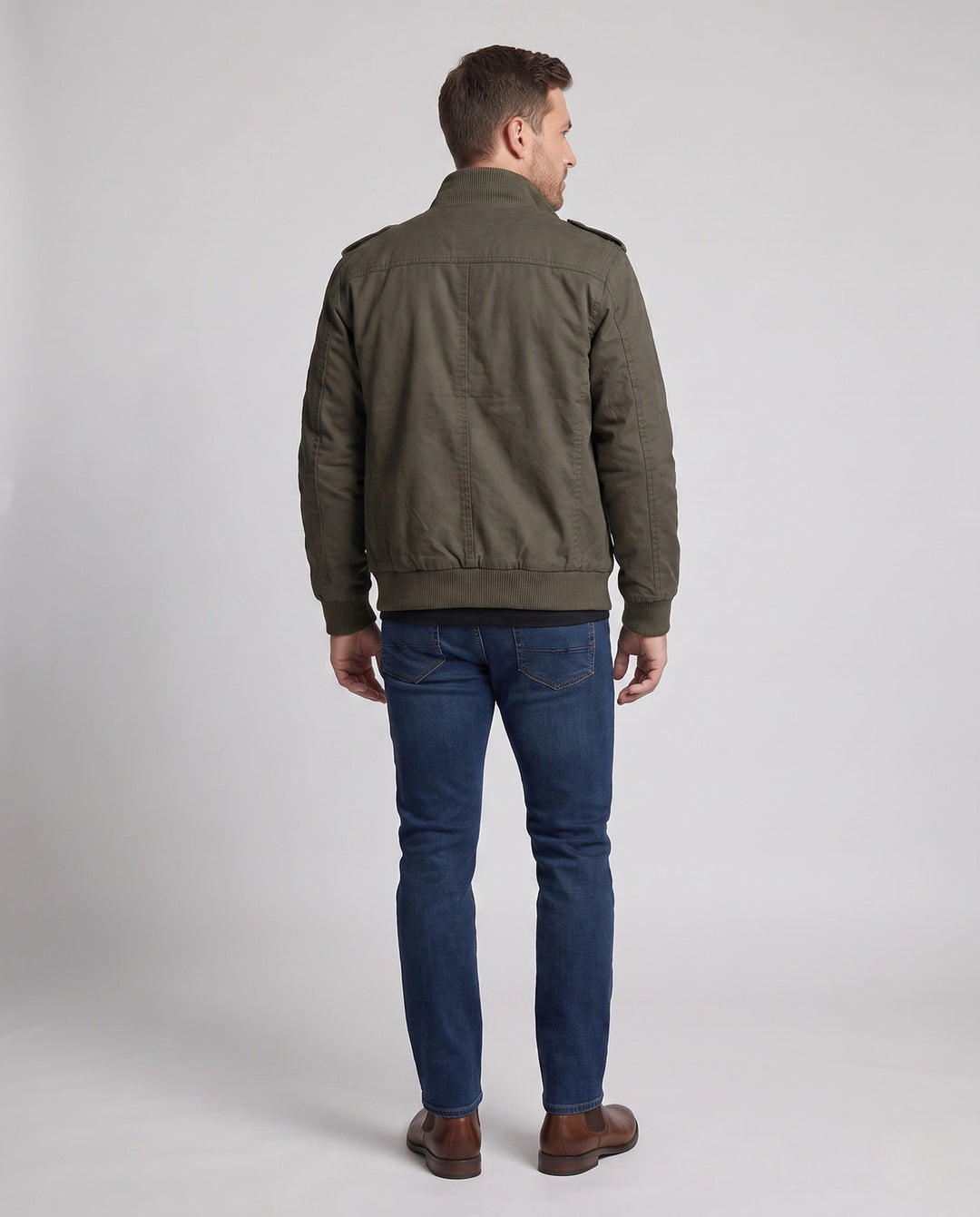Men's short-cut pilot jacket made of canvas with hidden thermal lining and shoulder epaulets Hudson & Parker