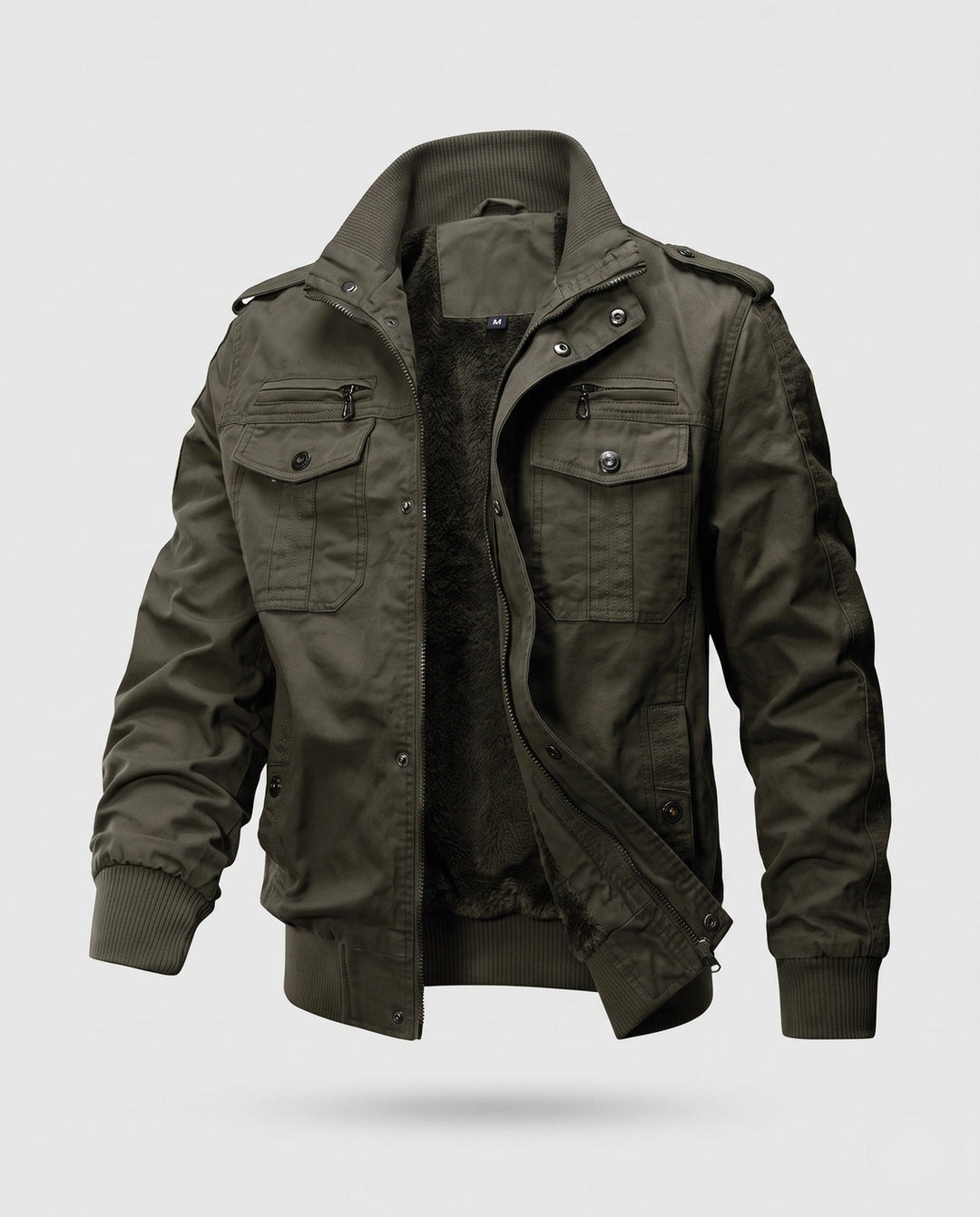 Men's short-cut pilot jacket made of canvas with hidden thermal lining and shoulder epaulets Hudson & Parker