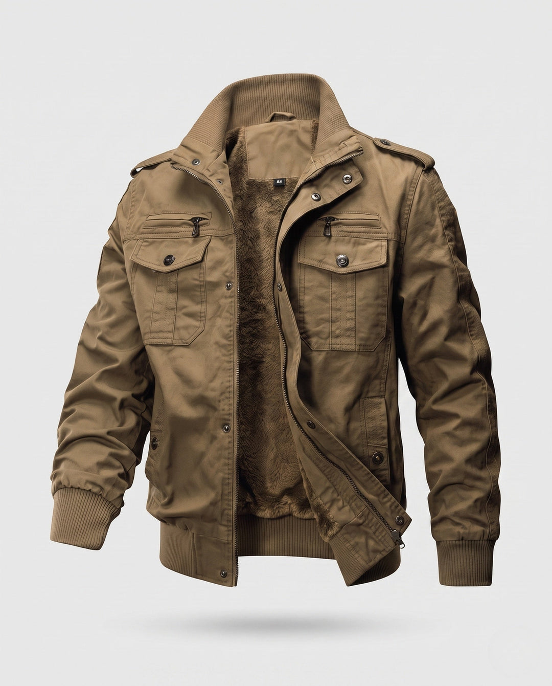 Men's short-cut pilot jacket made of canvas with hidden thermal lining and shoulder epaulets Hudson & Parker