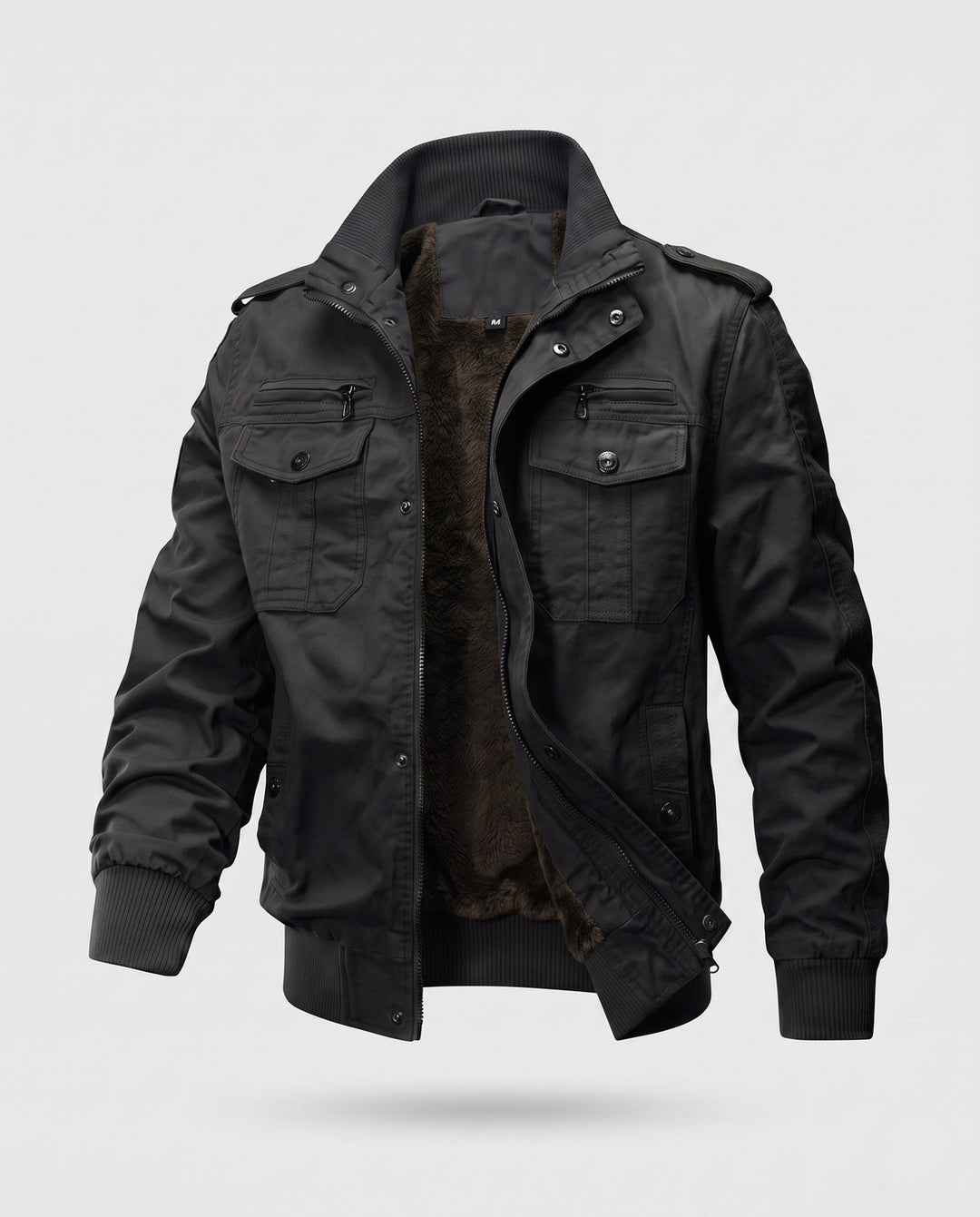 Men's short-cut pilot jacket made of canvas with hidden thermal lining and shoulder epaulets Hudson & Parker
