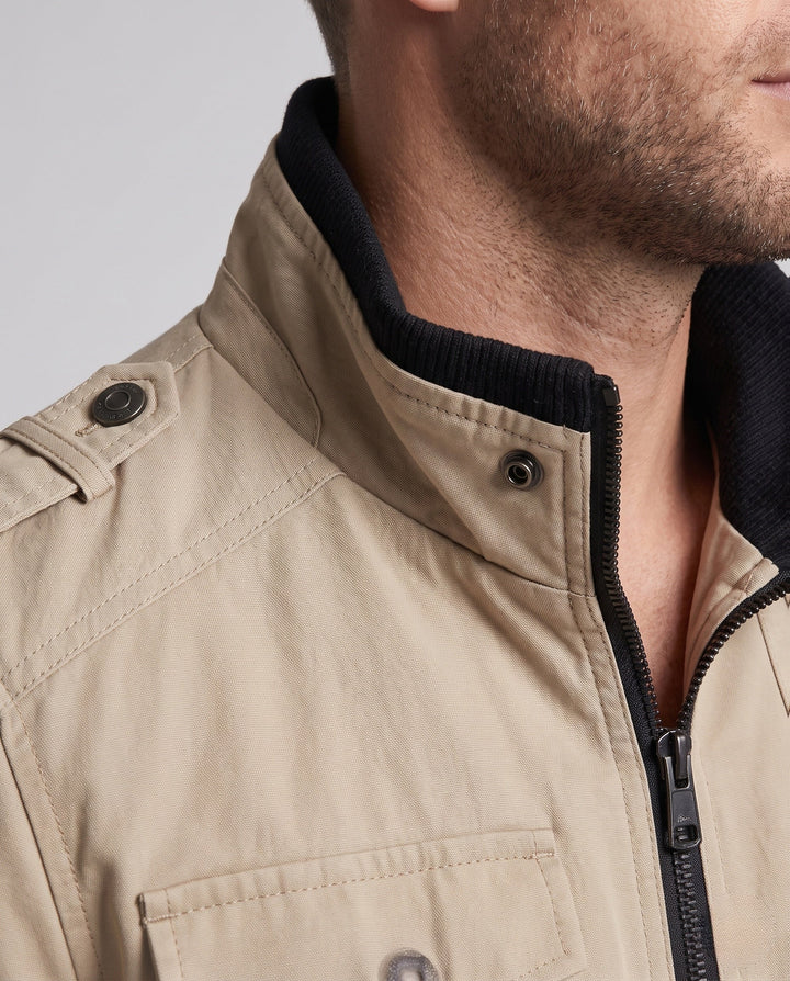 Men's Short Blouson Canvas Field Blouson in Utility Style with High-Rise Stand-Up Collar Hudson & Parker