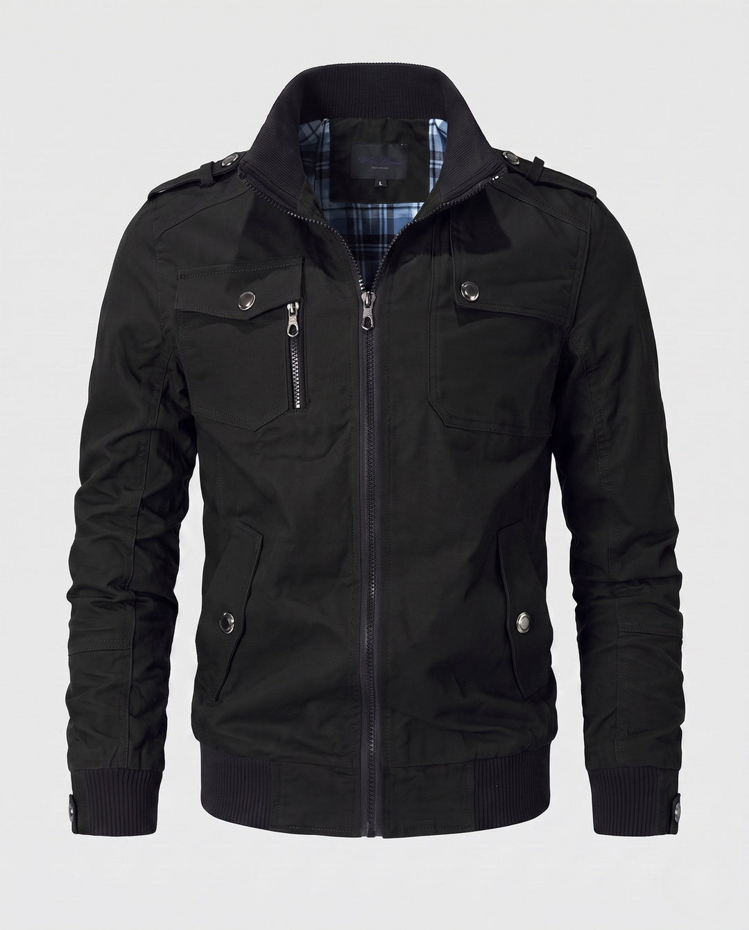 Men's Short Blouson Canvas Field Blouson in Utility Style with High-Rise Stand-Up Collar Hudson & Parker