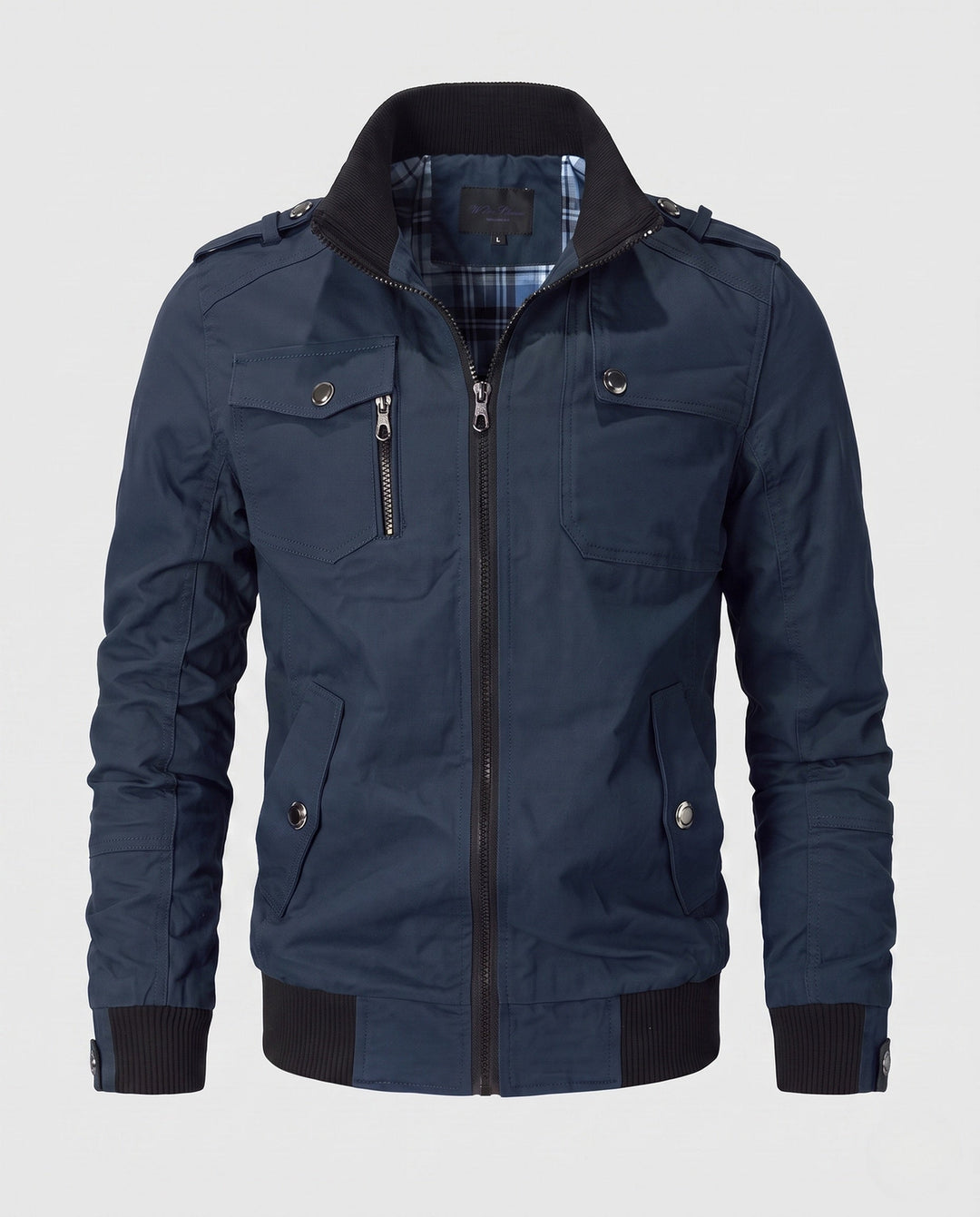 Men's Short Blouson Canvas Field Blouson in Utility Style with High-Rise Stand-Up Collar Hudson & Parker
