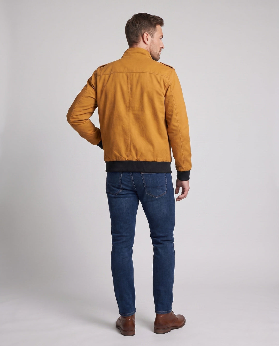 Men's short jacket in aviator look with thermo teddy lining and shoulder piping Hudson & Parker