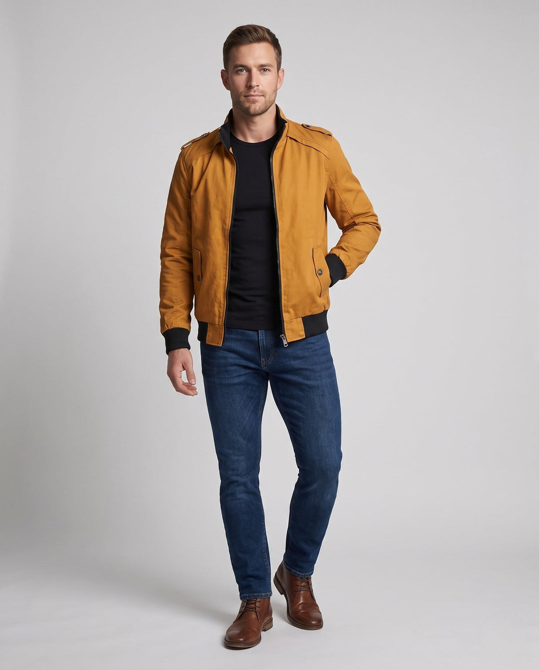 Men's short jacket in aviator look with thermo teddy lining and shoulder piping Hudson & Parker