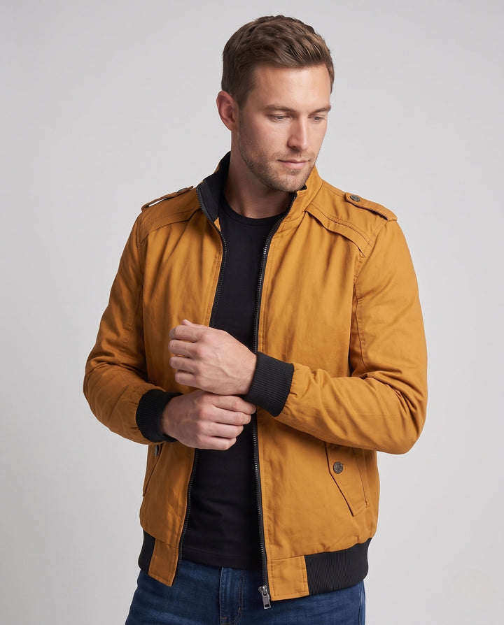 Men's short jacket in aviator look with thermo teddy lining and shoulder piping Hudson & Parker